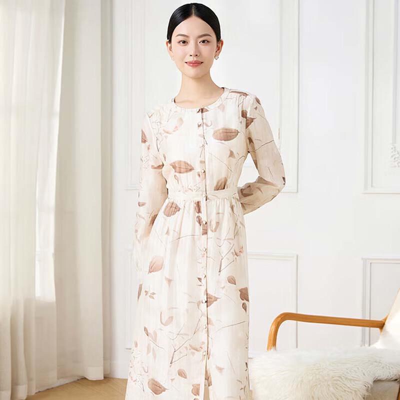 

JESSIE Women s Elegant Lyocell Long-Sleeve Printed Dress DPFFL136 M