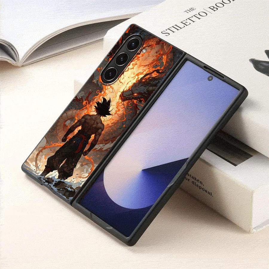 Case for Samsung Galaxy ZFold6 ZFold3 ZFold4 Z Fold 7 6 5 4 3 ZFold5 ZFold7 Back Phone Cover Dragon Ball Draw Goku