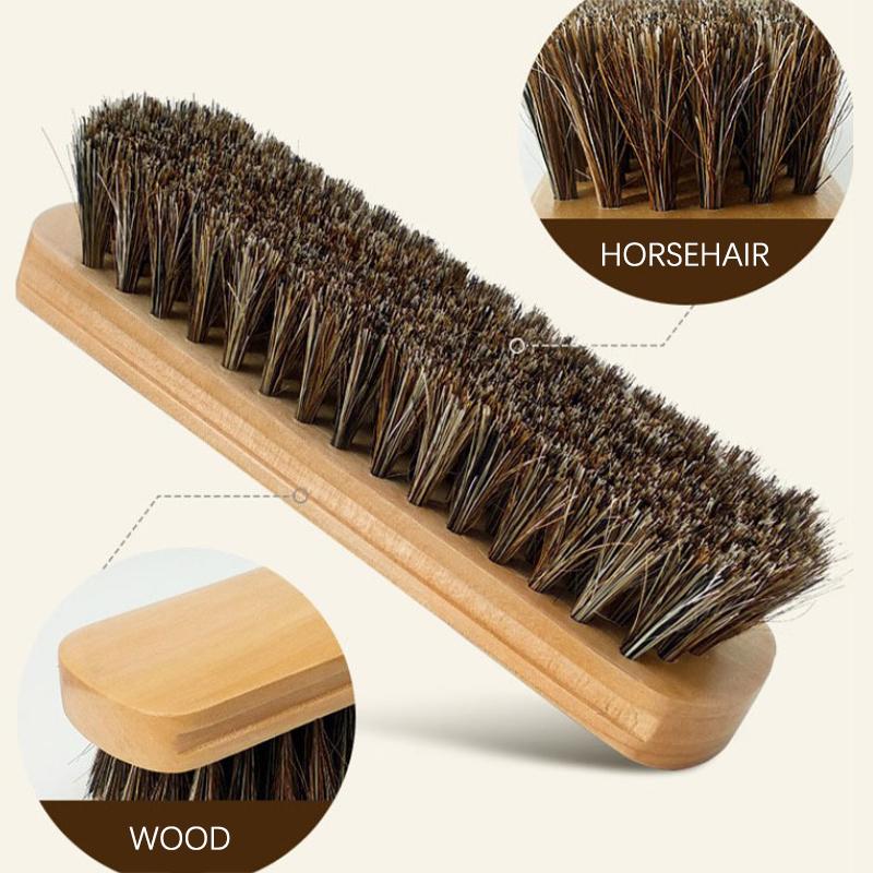 1Pc Horsehair Wooden Brush Shoe Polishing Brush Polishing Buffing Brush Seat Handle Dashboard Roof Cleaning Brush