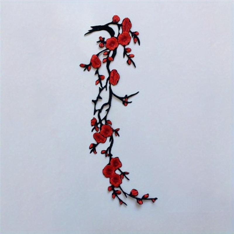 Ein Pflaumen-Stickerei-Spitzen-Spitzen-Aufkleber - Rote Pflaume und Weiße Pflaume DIY-Spitzenkragen Kleidung Zubehör.
