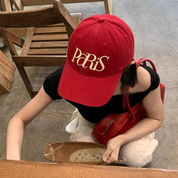 New alphabet baseball caps for men and women, big head circumference in spring and summer, small face, versatile sun hat, peaked cap Paris