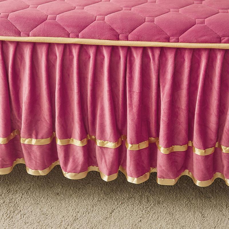Solid Color Milk Velvet Winter Bedspread On The Bed Thick Home Bed Skirt-style Bed Sheets Cotton European-style Bed Spreads