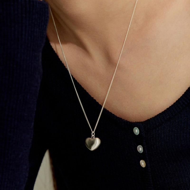 Murmur [925silver]Matt Heart Drop Necklace