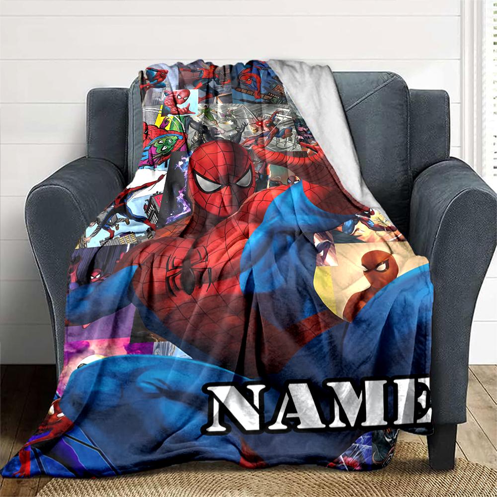 Customiz Name Personality Spider-Man Blanket Soft &Warm Sofa Office Bed Travel Lunch Break Blanket, Gift Suitable All Seasons