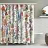 Botanical Flower Shower Curtain Vintage Floral Pattern Bathroom Decor Nature Art Washable Fabric Backdrop
