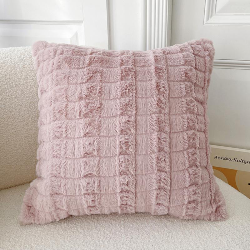 Thickened Skin-friendly Repellent Rabbit Hair Pillow Case In Autumn and Winter Living Room Sofa Cushion Square Cushion Bay Window Pillow B&B Hotel