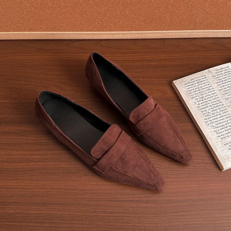 2026 Spring Pointed Toe Low Heel Women Loafers Shoes Concise Slip On Single Shoes Designer Elegant Stripper Party Ladies Shoes