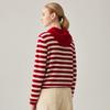 Zhaojun Women's Red Stripe Hooded Cashmere Sweater
