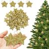 24pcs Gold Glitter Star Ornaments Christmas Tree Hanging Pendant 2024 Christmas Decorations for Home Navidad New Year Party