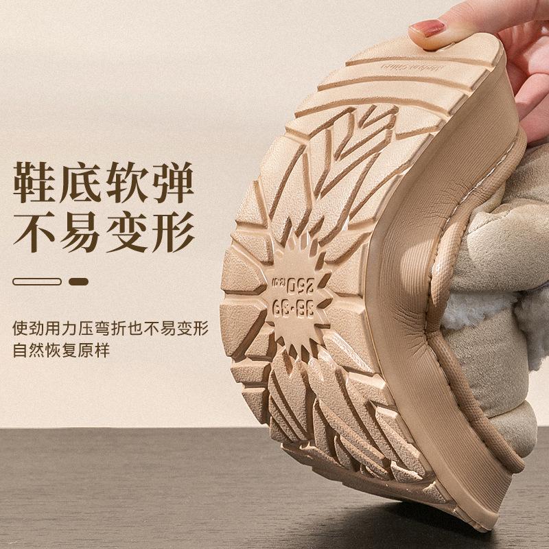 Snow Boots 2025 New Winter Piled Thickened Non-slip Warm Fur Integrated Warm Cotton Shoes Outside