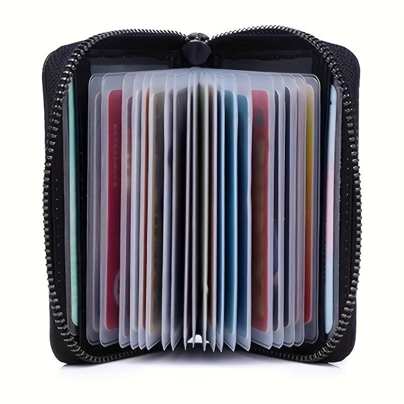 Multi Slot Card Holder Vintage Small Wallet Women Men Business Bank Credit Card Bag Male Coin Pouch Solid Leather Zipper Wallet