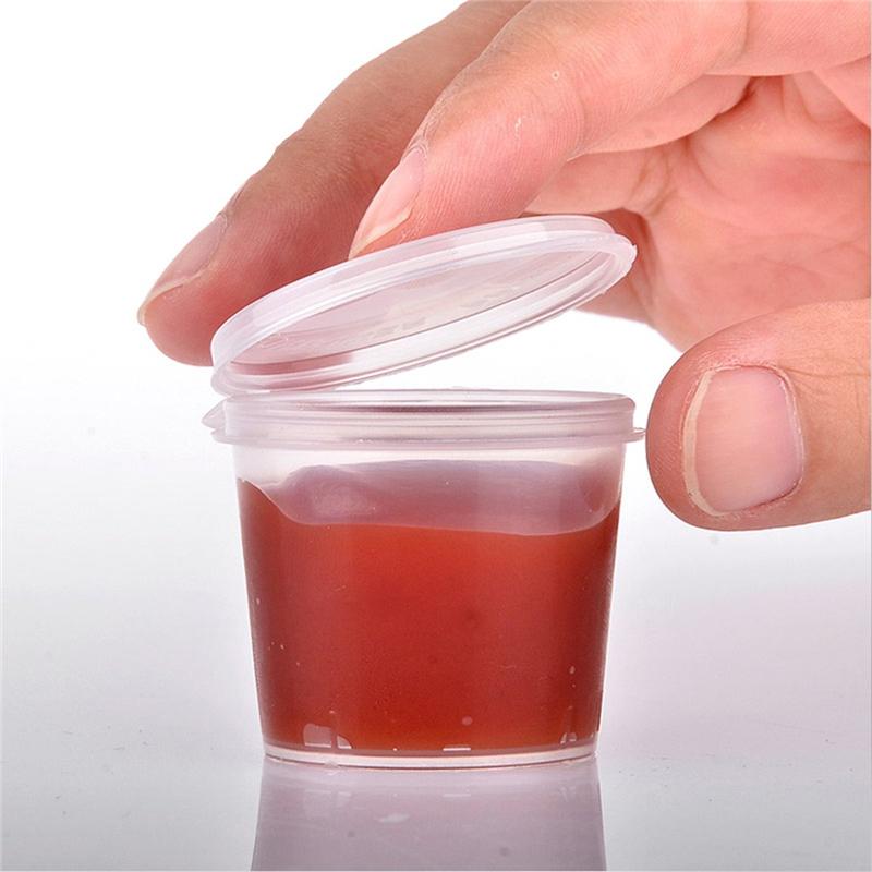 30pcs/Set 30ml 50ml 100ml Disposable Plastic Takeaway Sauce Cup Containers Food Box with Hinged Lids Pigment Paint Box Reusable