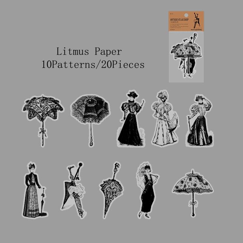 

10 шт./пакет, ретро лакмусовая бумага, набор наклеек для DIY, скрапбука, книги, коллажа, креативная наклейка LXY