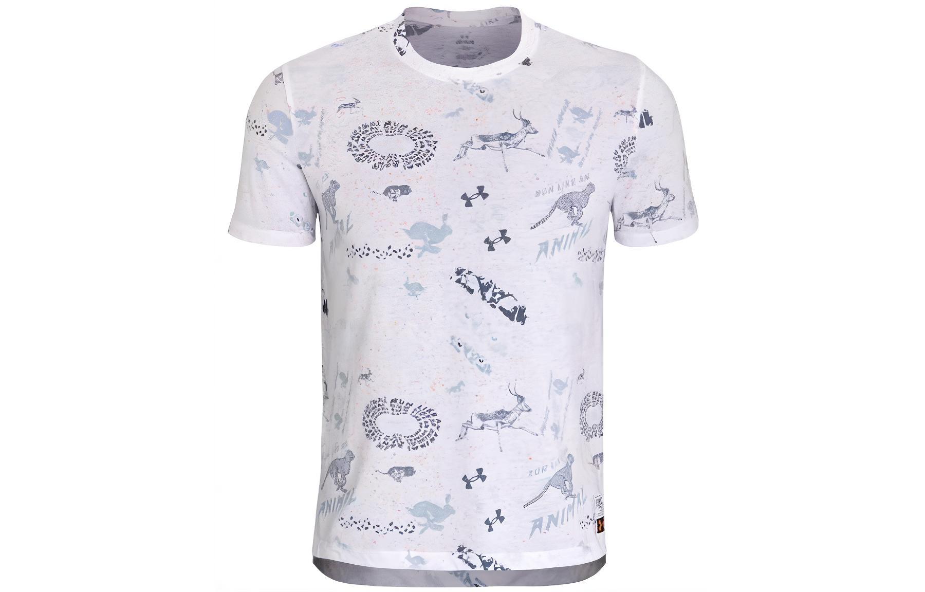 Under Armour RUN LAA T Shirts Men s White Crew Neck Moderate Straight Fit 1379301-100 3XL
