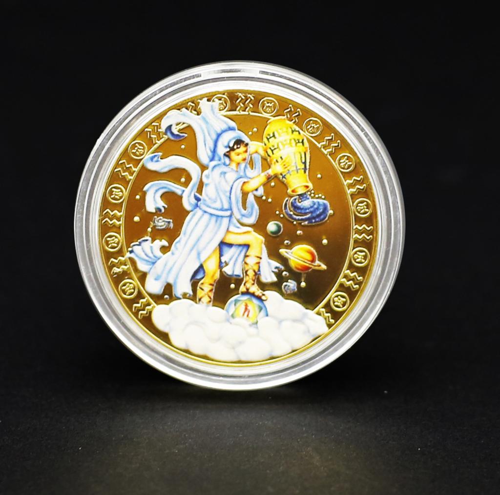 12 Signs Commemorative Medals Gold-Tone 12 Signs Collectible Wishing Commemorative