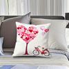 1Pcs Valentine's Day Pillow Cover, Love Tree Red Car Style Pillow Cover On White Background