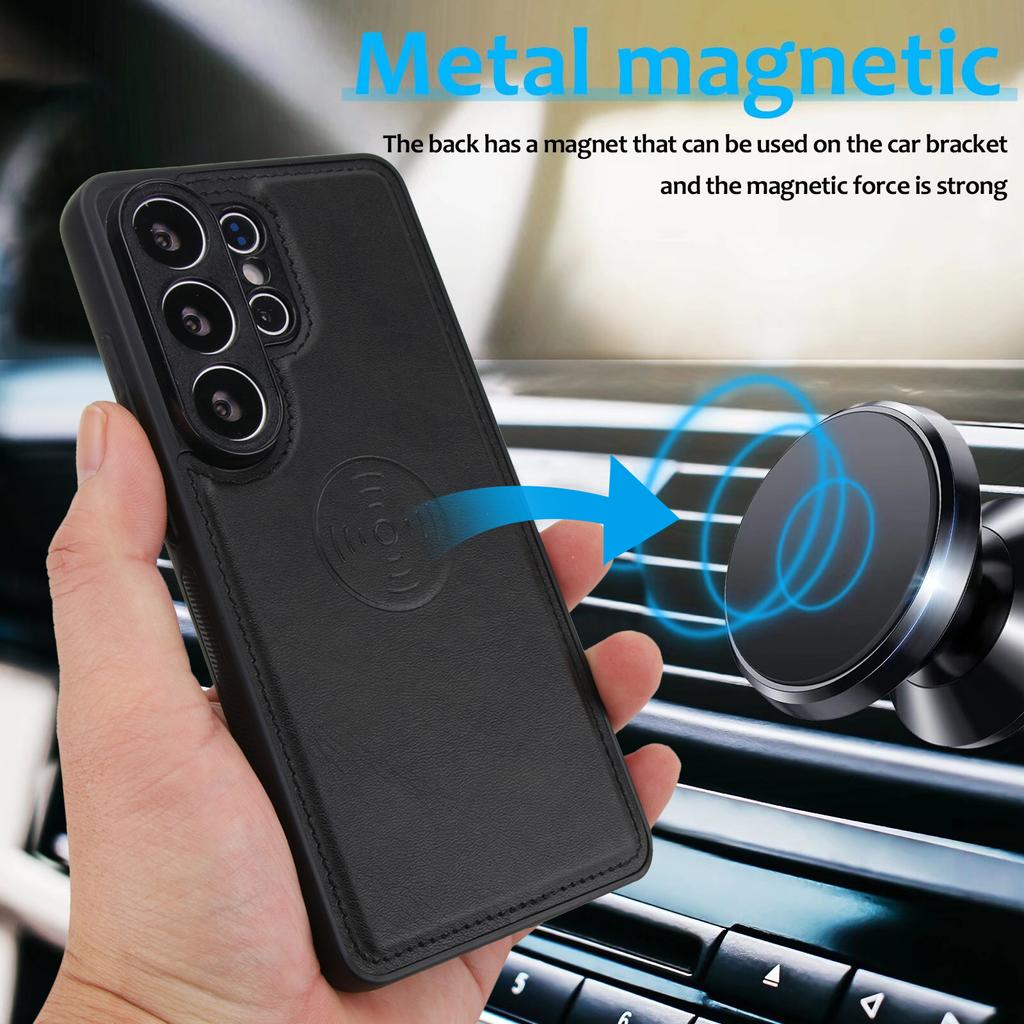 Magnetic Leather Case for Samsung Galaxy S26 Ultra S25 Edge S24 Plus S23 FE S22 S21 S20 Note20 Hand Strap Detachable Card Wallet