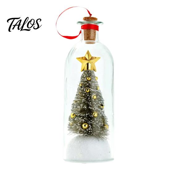 Batteriebetriebenes Ornament Aufnehmbares Weihnachtsbaum-Flaschenpost, Sprachaufnahme Feiertags-Andenken Schneeflocken-Stechpalmen-Ornamente mit Wiedergabe,
