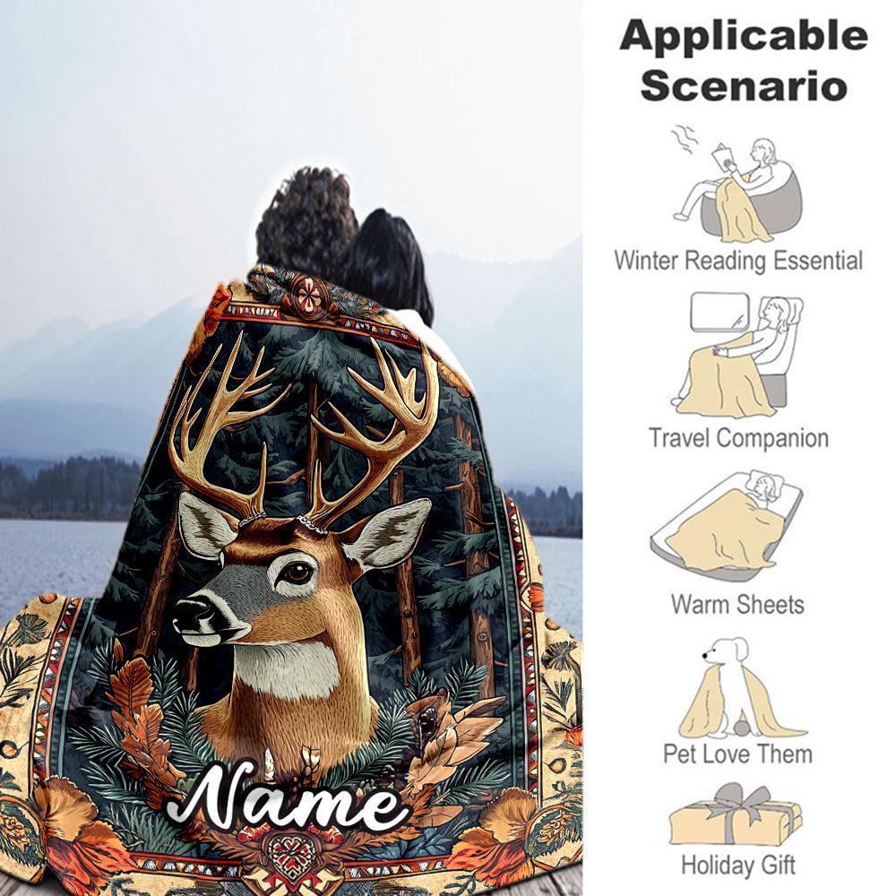Elk1 Customize Text Blanket Lightweight Customizable Blanket Soft Warm Cozy Versatile for Bed Chair Home Decor Couch All-Season Use