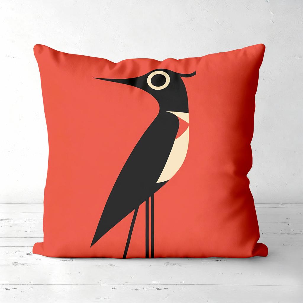Stylish Bird Pattern Orange Cushion Covers for Home Polyester Pillowcase, Sofa Decorative Cushion Cov Headboard Pillow
