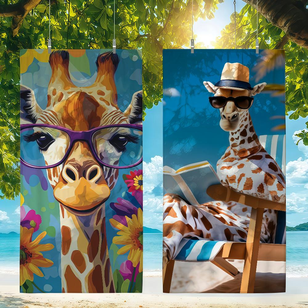 Tropische Giraffen im Urlaub Handtuch Schnelltrocknend Strandtücher Sind Geeignet Für Schwimmbäder Camping Yoga Und Das Fitnessstudio