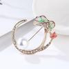 Lotus Pearl Brooch Moon Design Simple Corsage Temperament Fashion Exquisite Hypoallergenic Luxury Enamel Long-lasting Color