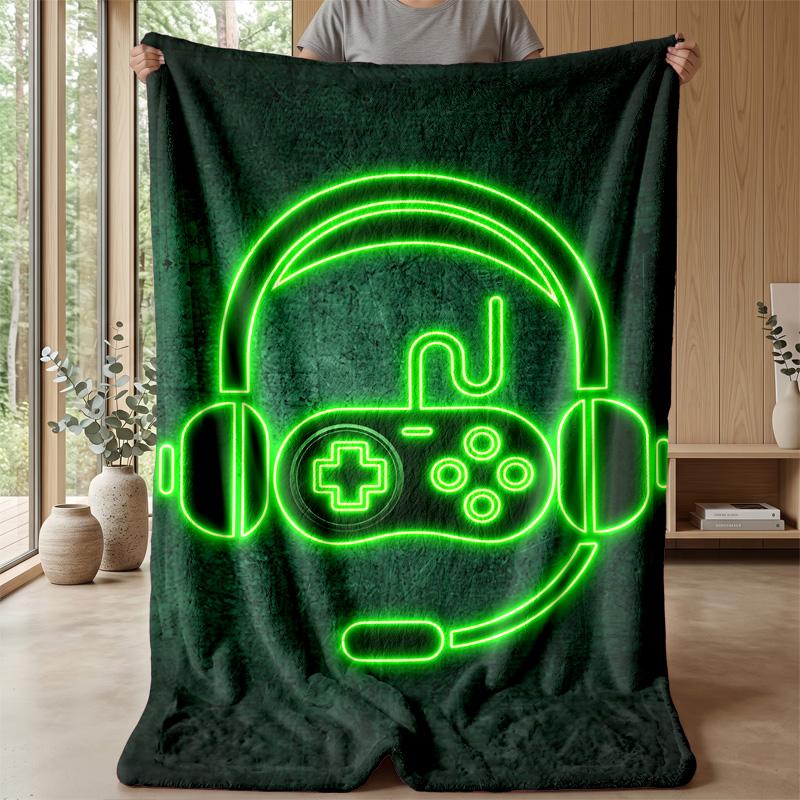 Neon Gaming Ausrüstung Thema Decke Leicht Warm Flanell Decke Dekorative Überwurfdecke für Hausdekoration