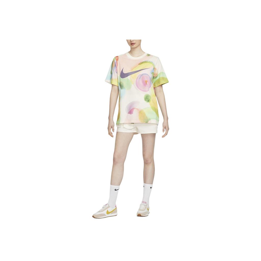 Nike Sportswear Essentials Tie-Dye Crew Neck Casual Pullover Straight Short Sleeve T-Shirt Women Tops Multicolor HF6178-133