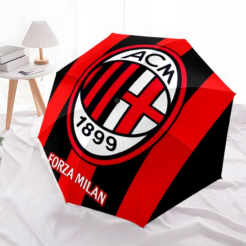 AC Milan, Forza Milan- Automatic Opening and Closing, 8-rib Structure Portable Umbrella, Suitable for Men and Women in All Seasons - Perfect