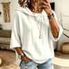 Women's Casual Hoodie with Drawstring - Loose Fit Brushed Ribbed Sweatshirt Top
