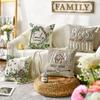 AVOIN Colorlife Sweet Home Family Is Everything Spring Floral Throw Pillow Covers, 18 X 18 Inch Seasonal Eucalyptus Flowers Cushion Case Decoration