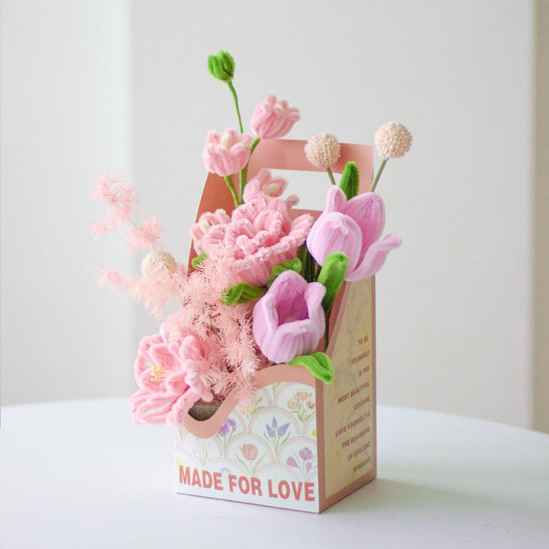 Kit de bouquet de fleurs avec attache torsadée fait main - Cadeau DIY pour enseignants et amis