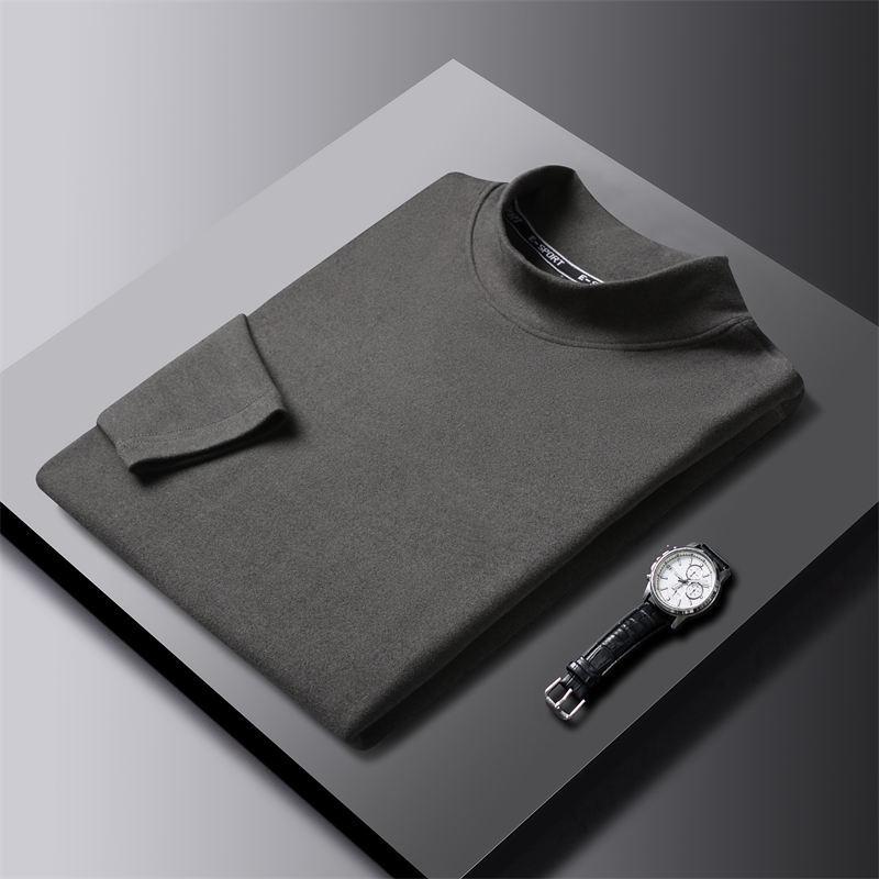 Double-sided Velvet Inner Layer Autumn Warm German Velvet Base Layer Half Turtle Collar Solid Color Close-fitting Base Layer for Men
