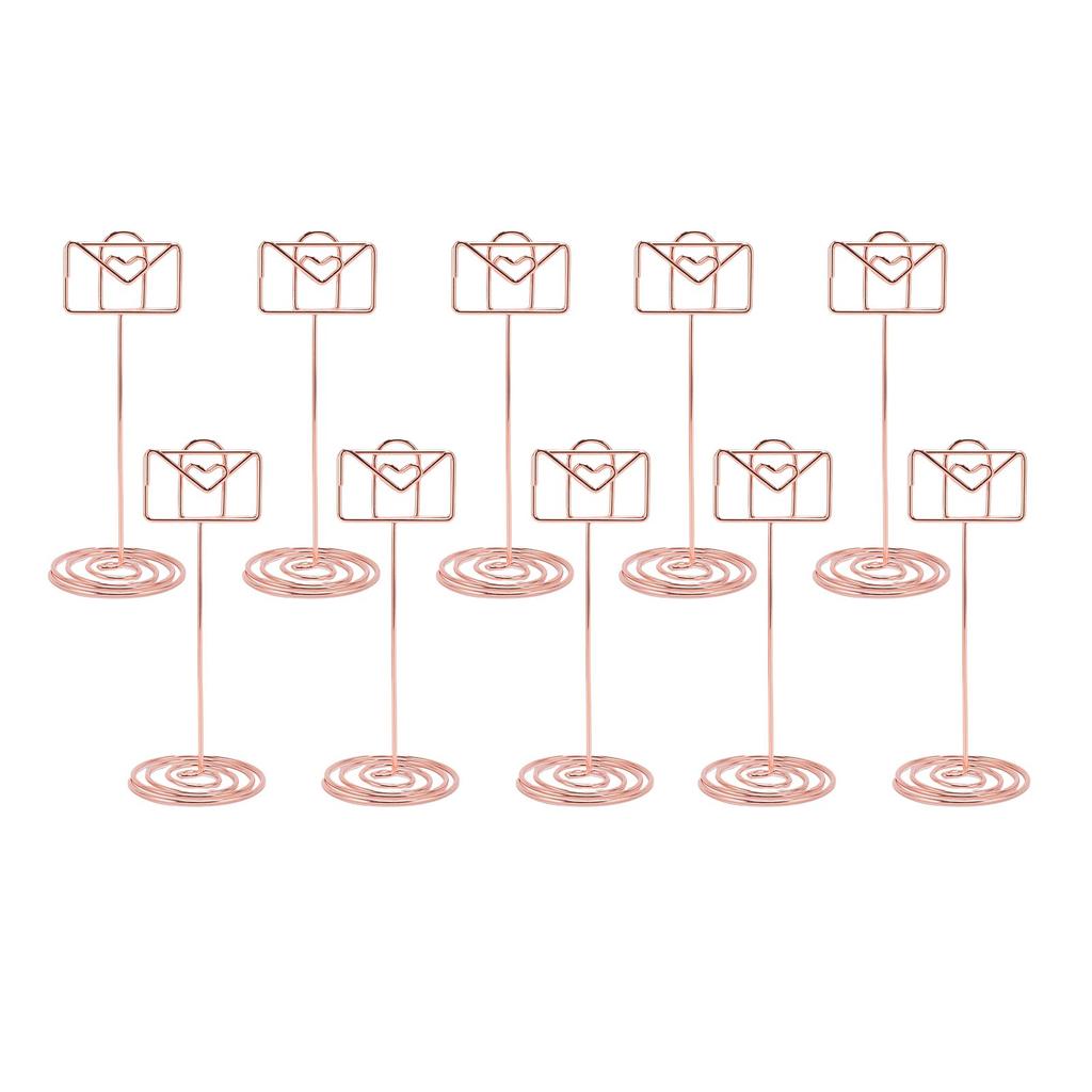 10PCS Table Number Holders Envelope Shape Metal Card Clips for Photo Menu Place Cards Restaurant Wedding Party