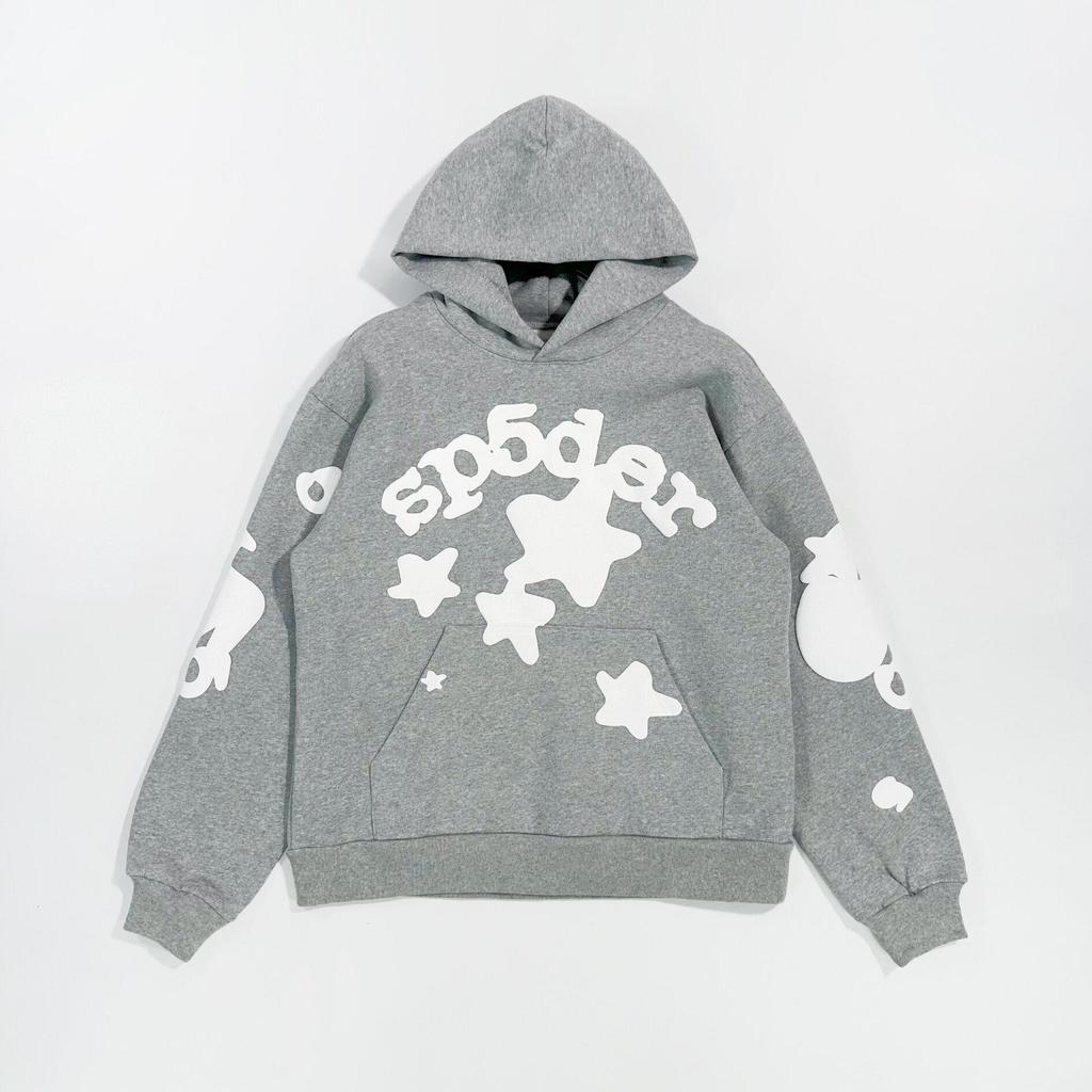 Sudadera con capucha Sp5der Versión Alta Estampado de Telaraña: Ajuste Americano de Moda para Hombre