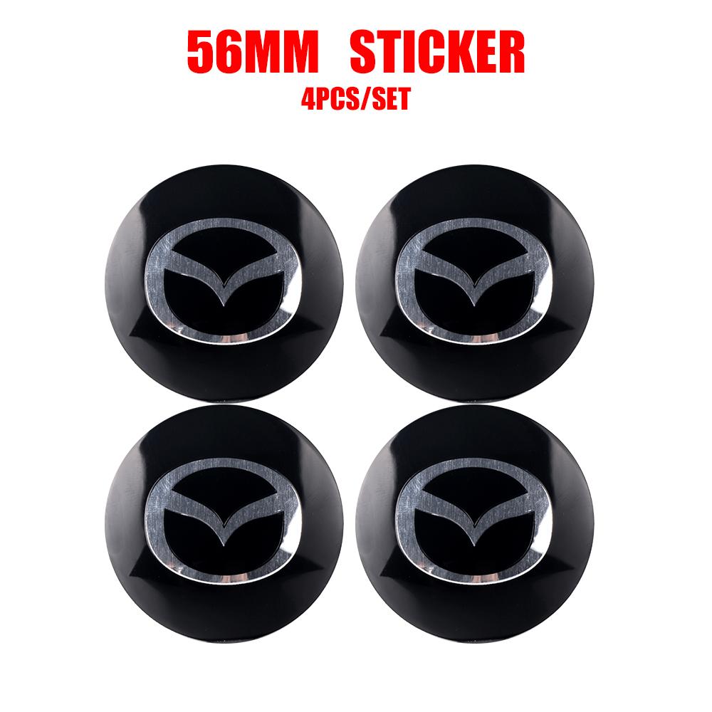 4Pcs Car Styling Tire Center Hub Cap Badge Sticker Accessories For Mazda 2 3 4 5 MS CX5 CX30 CX60 CX9 MX3 MX5 Axela Demio Atenza