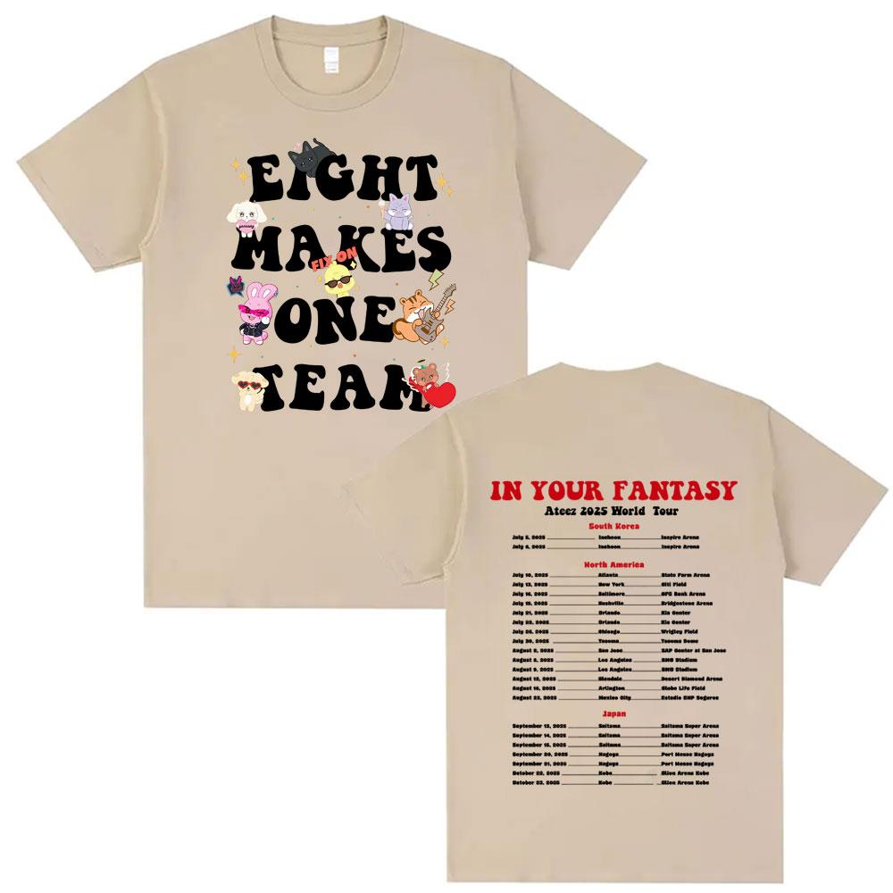 Kpop Ateez in Your Fantasy 2025 World Tour Tee Shirt for Men Harajuku Hip Hop 100_ Cotton T-shirt Fashion Hombre Comfort T Shirt