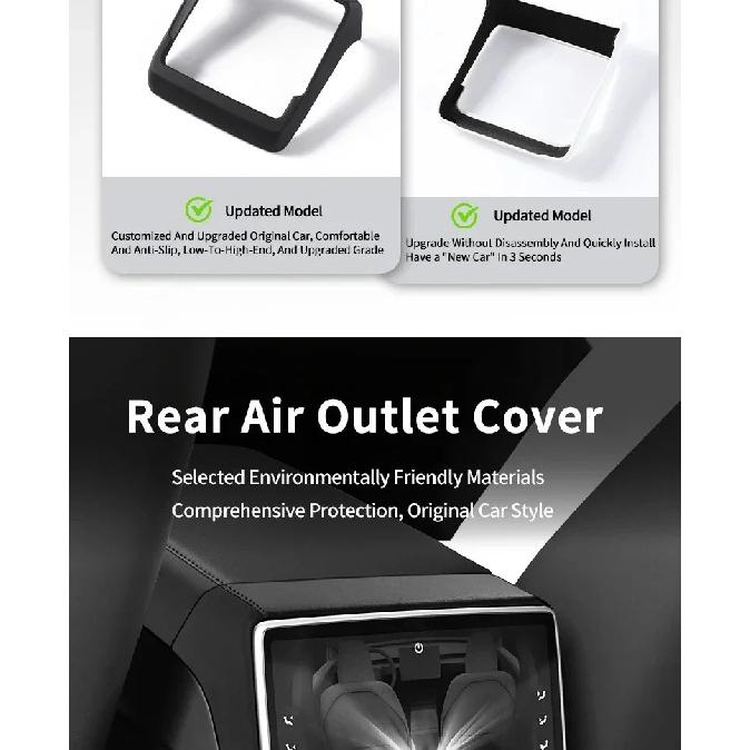 Rear Air Vent Cover for Tesla Model 3 Highland Model Y Juniper Center Console Leather Armrest Box Anti-Scratch Car Accessories