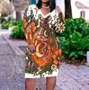 Women Plus Size V Neck Long Sleeve Halloween Ghost Pumpkin Printed White Fitted Straight Dress
