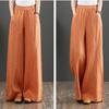 Damenhose aus Baumwolle und Hanf mit weitem Bein, großer elastischer Bund, hängendes Gefühl, dünne Sommerhose, lockere Freizeithose aus Baumwolle und Hanf