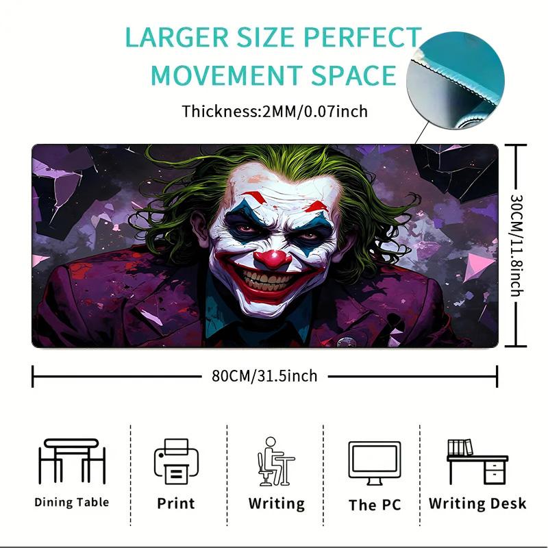 Clown Mouse Pad, Rubber Base, Mouse Pad for Gamers and Office Use, Gaming Desk , Easy To Clean Mat Office Fan Gifts
