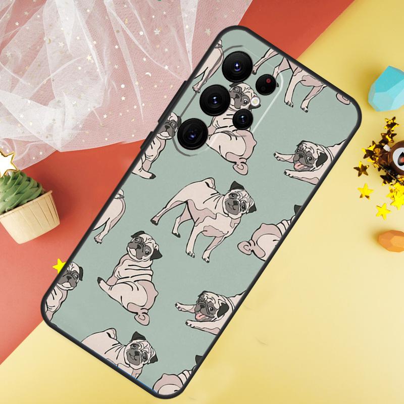 Cute Pug Dog Funda For Samsung Galaxy S24 Ultra S23 S22 Plus S21 S20 FE S8 S9 S10 Note 10 20 Ultra Case