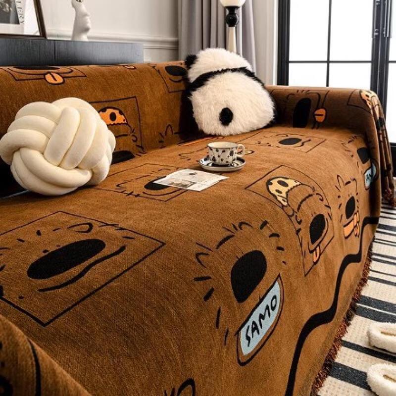Handun Cartoon Plaid Dog Non-Slip All-Season Sofa Cover