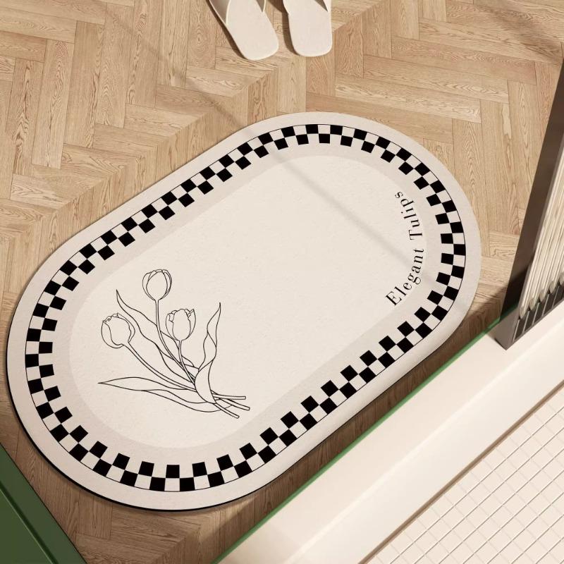 Bathroom Cabinet, Diatomaceous Earth Door Mat, Quick Drying and Anti Slip Floor Mat, Toilet and Bathroom Entrance Mat