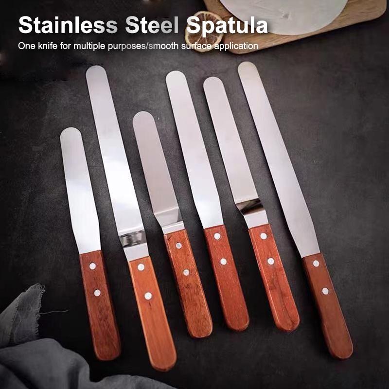 Cake Butter Spatula 6-Inch 8-Inch 10-Inch Wooden Handle Stainless Steel For Smoothing Unmolding And Baking Tools