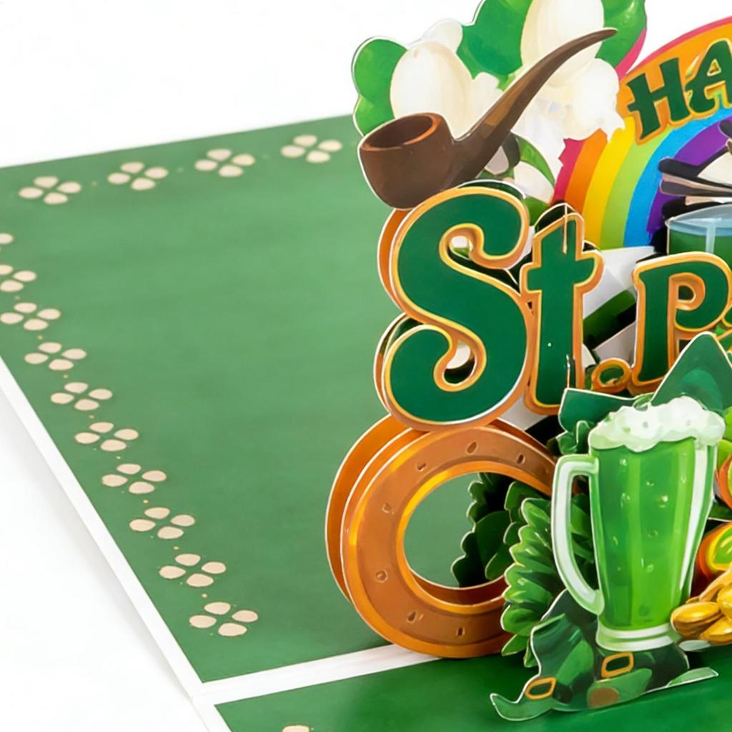 1PC Happy St Patrick's Day Pop Card 3D Greetings Festive Celebration Pop Card For Family Friends Saint Patrick's Day Decor