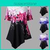 Fashionable Women Ladies Asymmetric Hem Floral Print T-shirt Tunic Tops For All Sizes