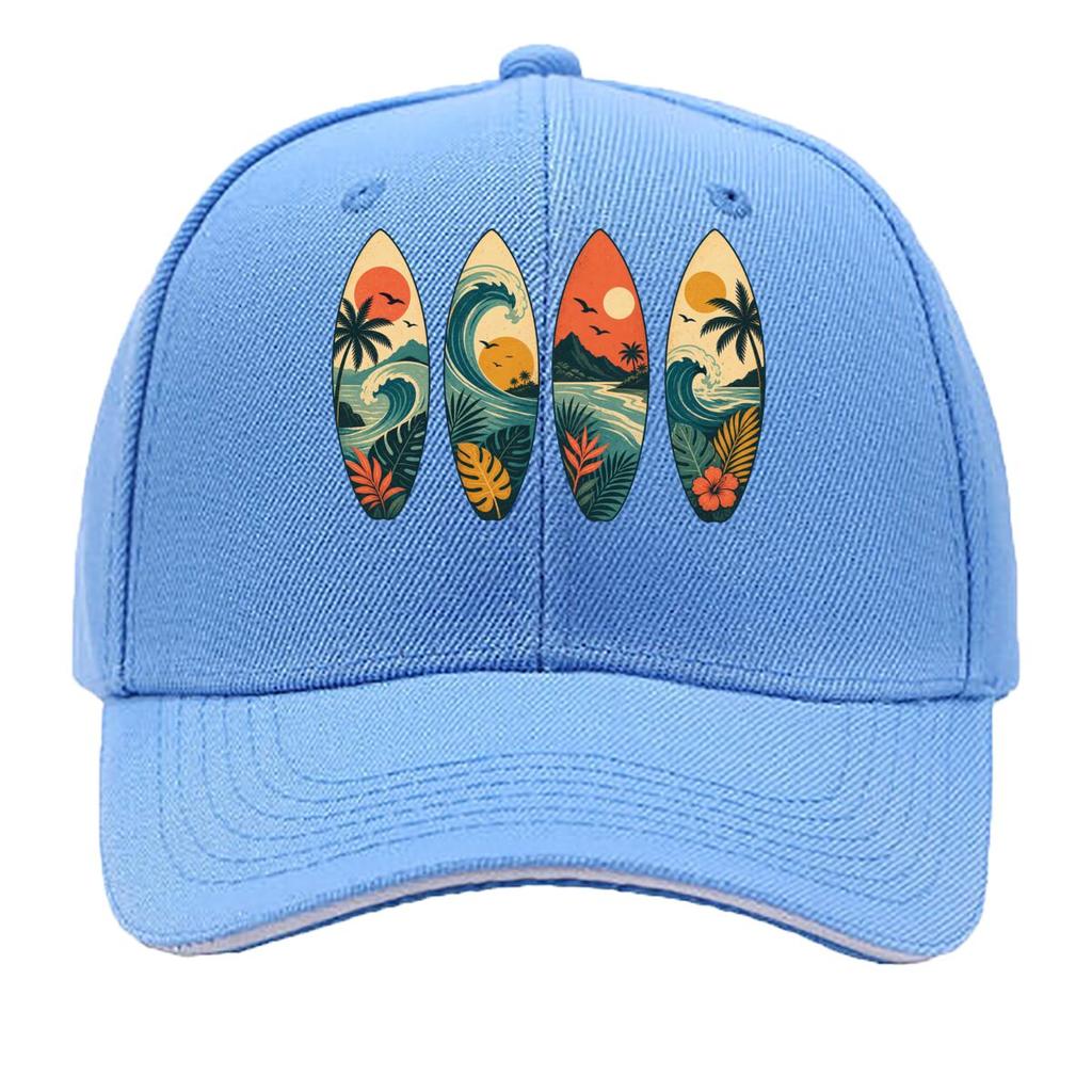 Retro Island Wave Silhouette Collect Sandwich Baseball Cap Sun Cap Outdoor Workouts Hat