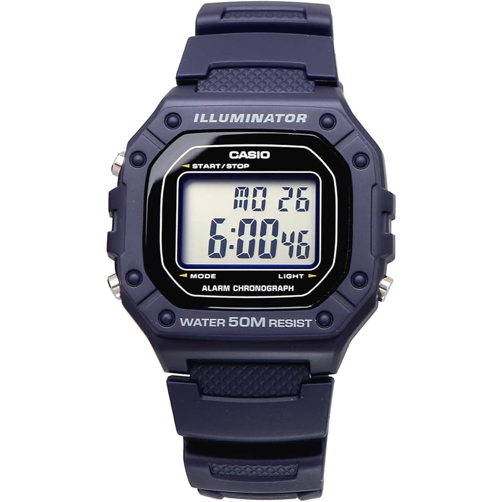 Casio Standard Digital W-218H-2A Navy Watch Unisex Water Resistant Lightweight