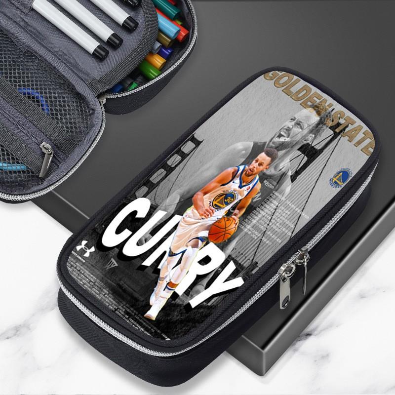 Cartoon NBA Basketball Star Stephen Curry Inspired Pencil Case Kids Boys Girls Large Capacity School Organizer